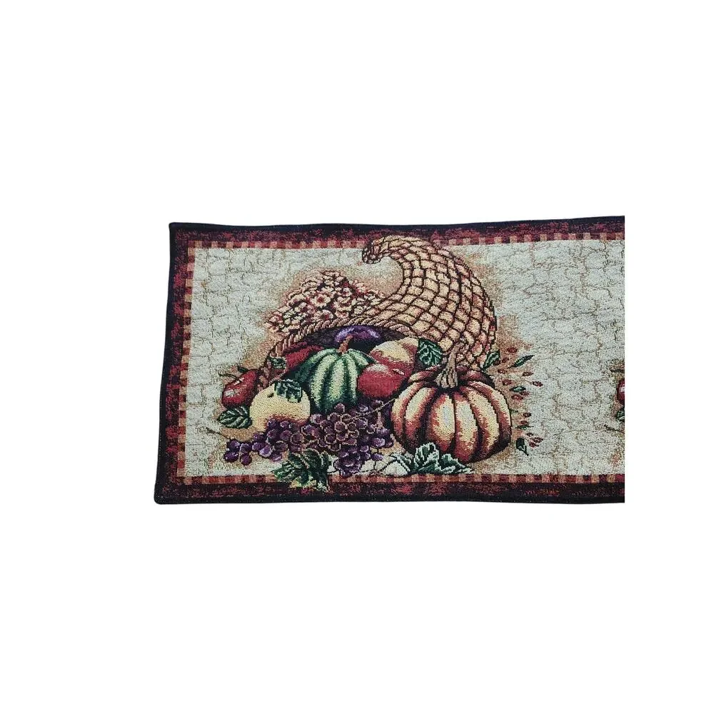 Fall Table Runner Tapestry Pumpkins Cornucopia Autumn Harvest Thanksgiving 71x13